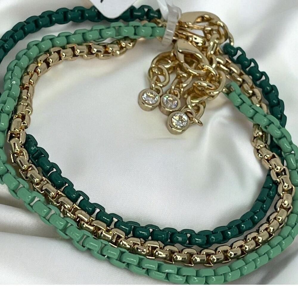 Gold Tone Beaded Bracelet (3 Piece Set) Stacking Fashion Stylish Trendy NEW
